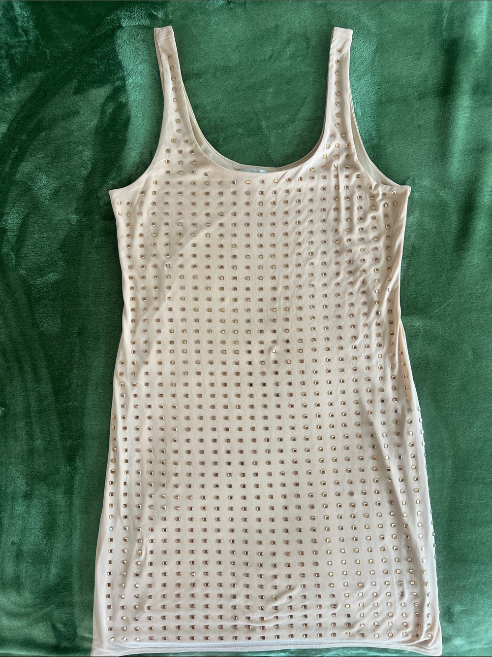 Madden Girl Cream Mini Dress with Gold Studs
